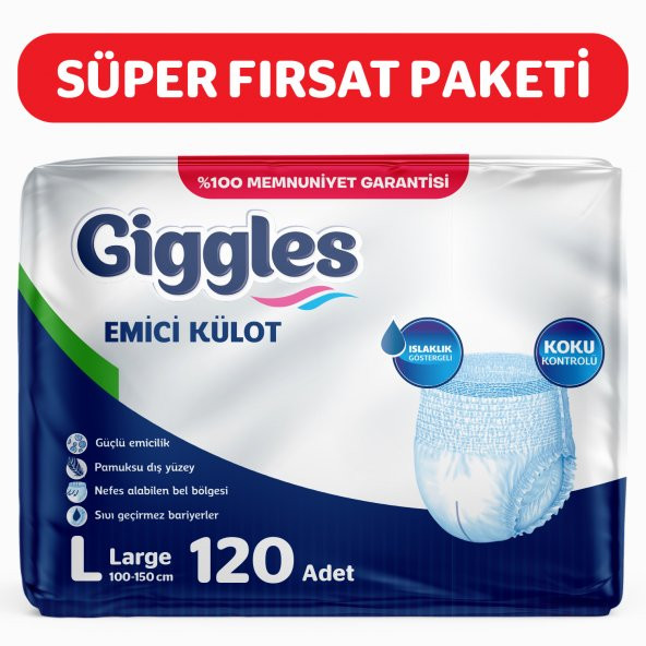 Giggles Yetişkin Emici Külot Large Süper Fırsat Paket 4 x 30lu
