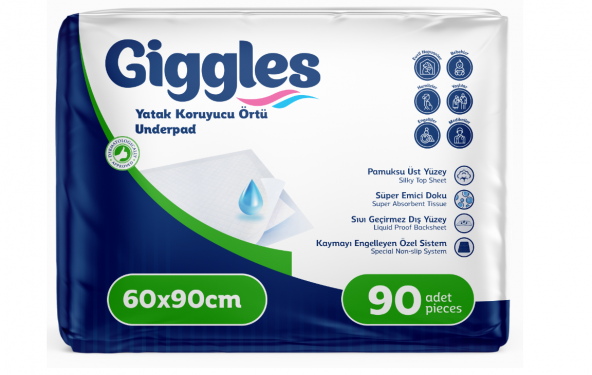Giggles 60 x 90 Yatak Koruyucu Örtü 30lu 3 Paket 90 Adet
