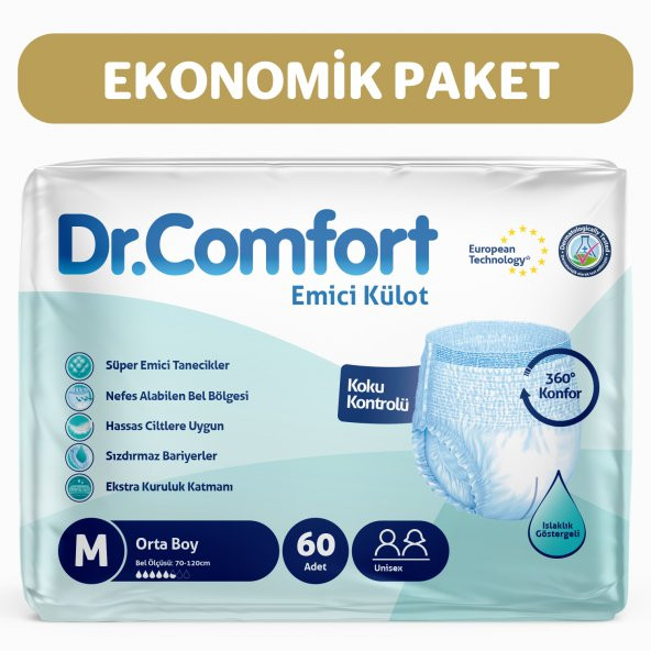 Dr.Comfort Yetişkin Emici Külot M 2 x 30lu 60 Adet