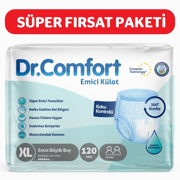 Dr.Comfort Yetişkin Emici Külot Ekstra Büyük Boy XL 4 x 30lu 120 Adet