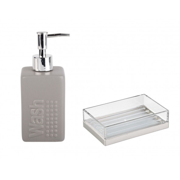 ZBOSP-C307 SIVI SABUNLUK VE SABUNLUK 2 Lİ BANYO SETİGRİ RENKLİ - 2