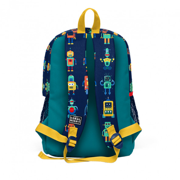 Coral High Kids Lacivert Civit Robot Desenli Dört Bölmeli Okul Sırt Çantası Seti 3''lü 23472 - 4