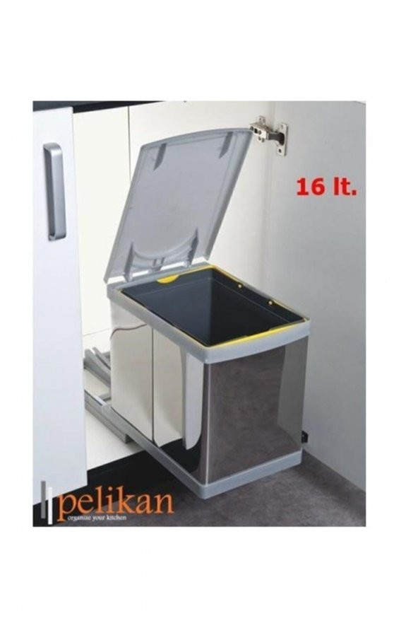 Çöp Kovası Raylı Otomatik 30cm Paslanmaz 16Lt Açık Gri - 2