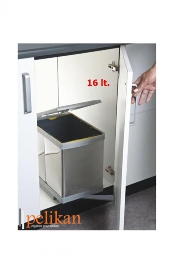 Çöp Kovası Raylı Otomatik 30cm Paslanmaz 16Lt Açık Gri - 3