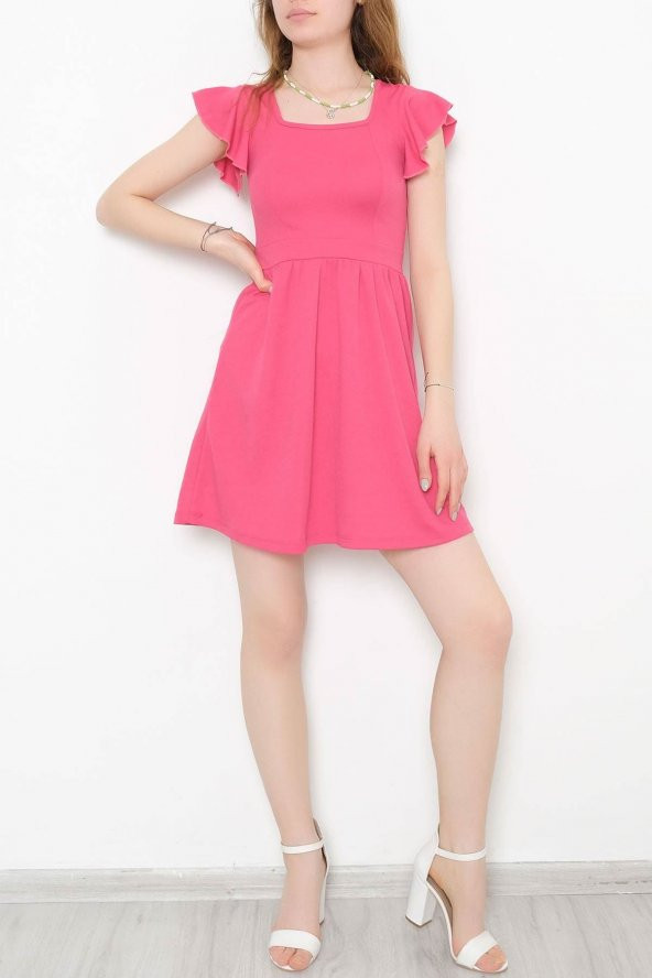 Kol Fırfırlı Elbise Pembe - 10684.631. - 5