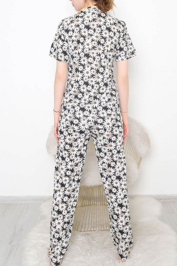Düğmeli Pijama Takımı Beyazçiçekli - 10873.1048. - 5