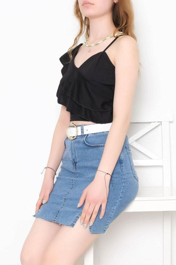 Önü Kat Kat Bluz Siyah - 10690.631. - 2