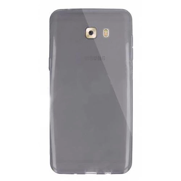 Samsung Galaxy C9 Pro (C9000) Kılıf Soft Silikon Şeffaf-Siyah Arka Kapak