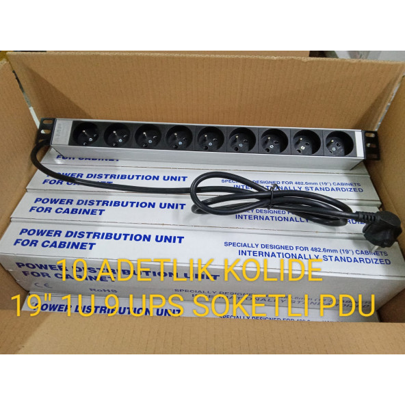 19" 2U 9'Lu Fransız Soketli Ups Alüminyum Rack Kabin Prizi Pdu (10 ADET)