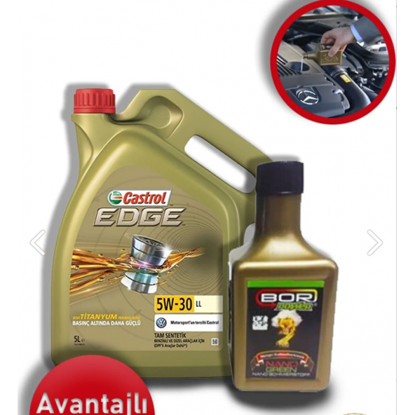 CASTROL EDGE 5W-30 5LT (2023 ürt) BOR POWER PREMINIUM 200 ML HEDİYELİ ÜRÜN