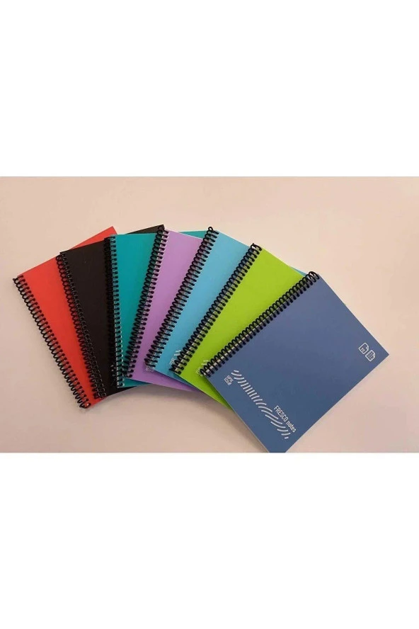 Gıpta Fresco Spiralli Plastik Kapak Defter A5 72 Yaprak Kareli A5 Defter (12 Li Paket)