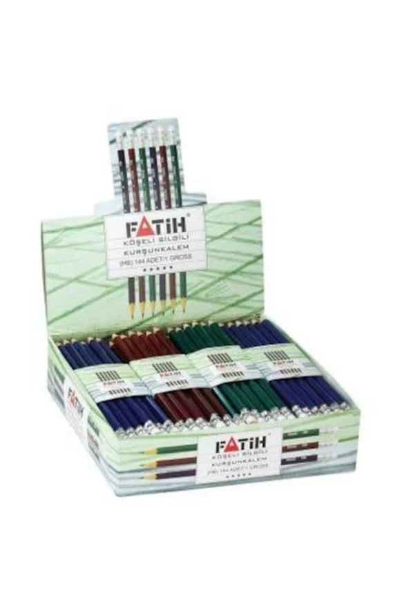 Fatih Kurşun Kalem Köşeli Silgili Kurşun Kalem (144 Lü Paket)