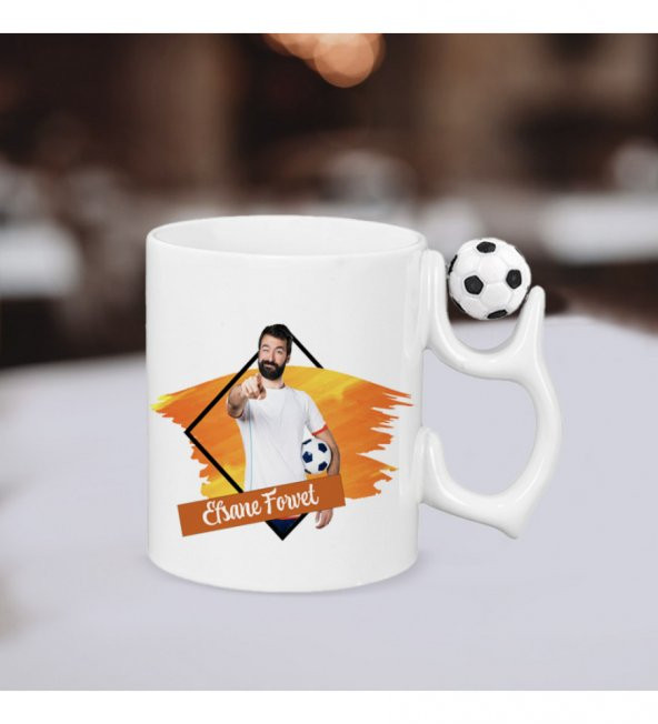 Kişiye Özel Futbol Toplu Porselen Beyaz Kupa Bardak HK2587 - 1