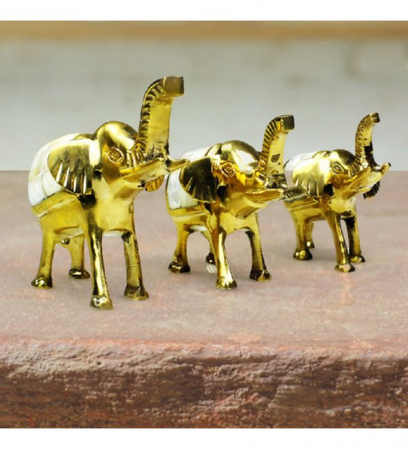 Fil 3'lü Set Sedefli Pirinç Biblo ürün görseli