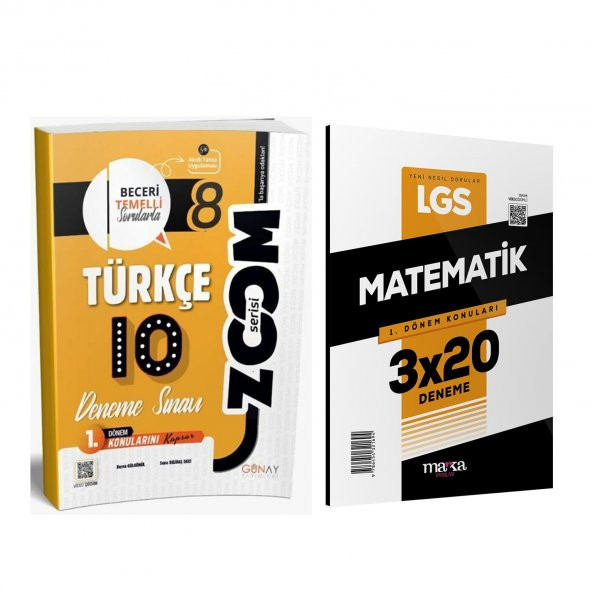 Günay 8.Sınıf 1.Dönem Türkçe ve Marka Matematik Deneme Seti 2 Kitap