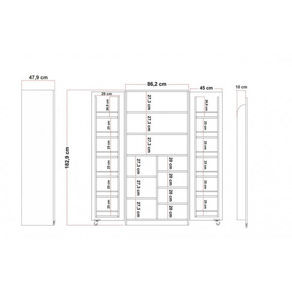 Zeytun Çok Amaçlı 165 Derece Açılabilir 2 Kapaklı Kiler Mutfak Dolabı - 4