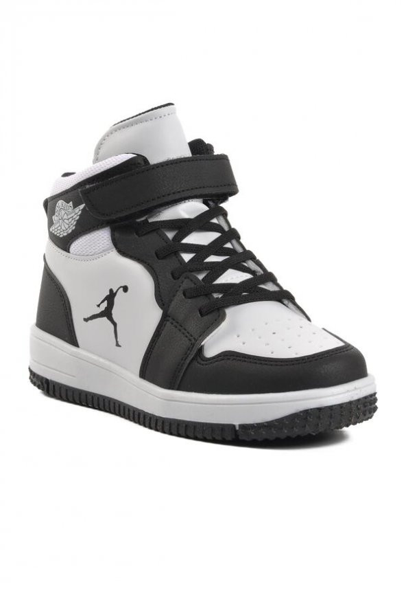 Cool Siyah Beyaz Erkek Çocuk Sneaker Boğazlı Spor