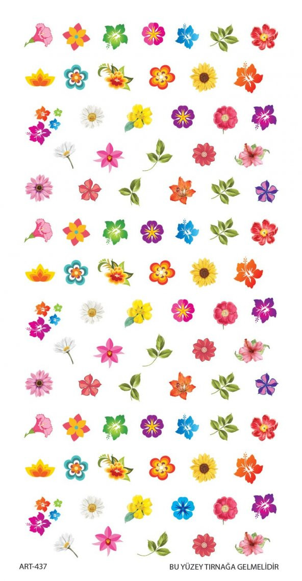 Flower Tırnak Dövmesi, Tırnak Tattoo, Nail Art, Tırnak Sticker - Resim 2