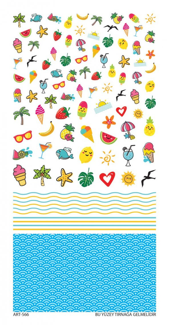 Summer Tırnak Dövmesi, Tırnak Tattoo, Nail Art, Tırnak Sticker - 2