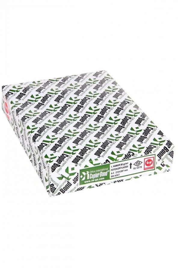 Copier Bond (ve-ge) A4 80gr/m2 Fotokopi Kağıdı 2500 Adet (5pk*500) 1 Koli - 2