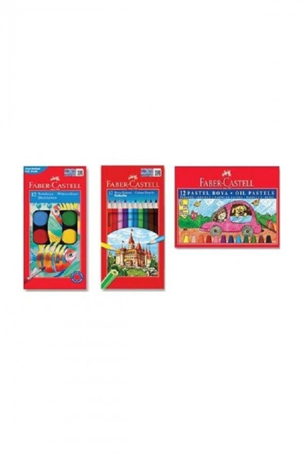 3lü Boya Seti 12li Sulu Kuru Ve Pastel Boya - 1