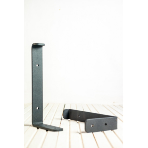 Dekoratif Metal Raf Ayağı (Tekli - Siyah - 1 Adet Raf Ayağı + 2 Adet Vida + 2 Adet Plastik Dubel) - Resim 3