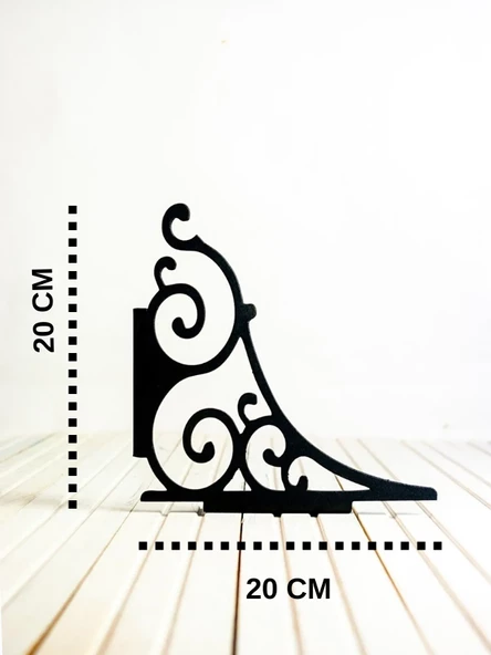 Metal Raf Ayağı 2li Set / Çiçeklik / Kitaplık / Siyah Renkli (2 Adet Raf Ayağı + Dubel + Vida) - Resim 3