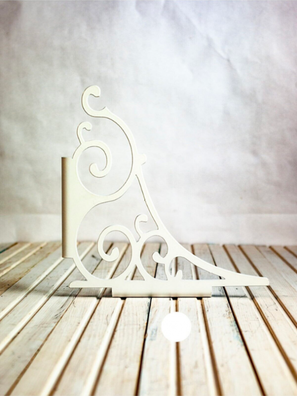 Dekoratif Beyaz Raf Ayağı Seti ( 2 Adet Raf Ayağı + Plastik Dübel + Vida ) - Resim 3