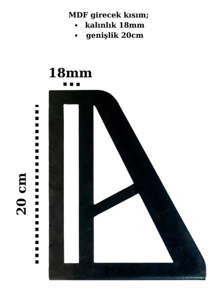 Raf Seti (Siyah Renkli, 2 Adet Raf Ayağı + Dubel + Vida + 19,7 cm. x 70 cm. MDF) - 2