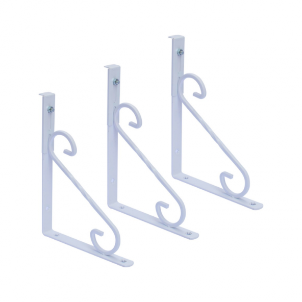 Ayarlı Dekoratif Metal Raf Ayağı Seti (Beyaz Renkli - 2 Adet Raf Ayağı + Dubel + Vida) ürün görseli