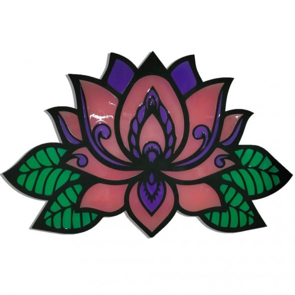 Veraart Epoksili Lotus Çiçeği  Figürlü Duvar Dekorlu Gece Lambası 40x62 cm - Resim 6