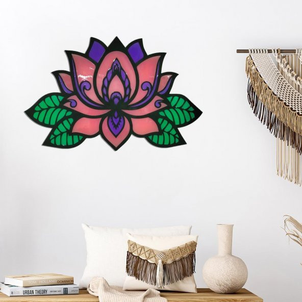 Veraart Epoksili Lotus Çiçeği  Figürlü Duvar Dekorlu Gece Lambası 60x93 cm - 9
