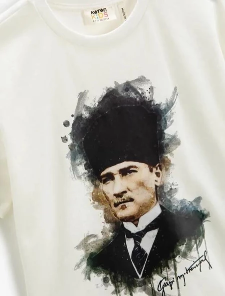 Koton Erkek Çocuk Atatürk Baskılı Tişört Kısa Kollu Bisiklet Yaka Pamuklu - 3