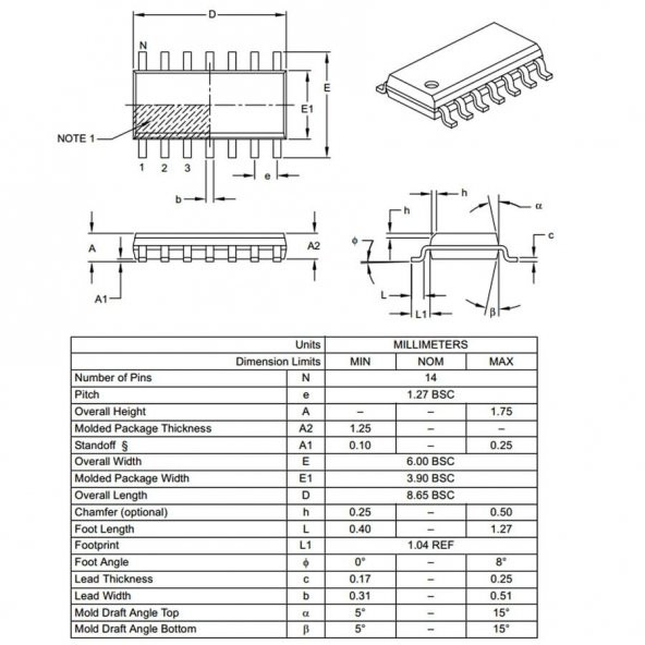 PIC16F616 I/SL SMD SOIC-14 8-Bit 20 MHz Mikrodenetleyici - 3