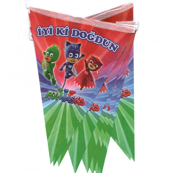 Pj Masks (Pijamaskeliler) Temalı Üçgen Flama Bayrak Süs - 2