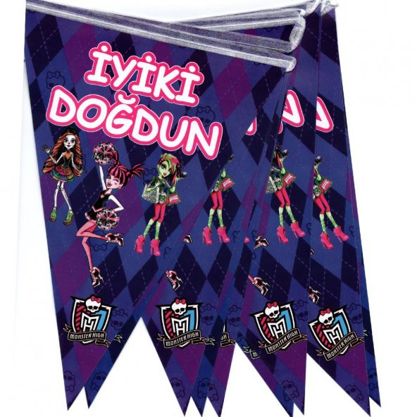 Monster High Temalı Üçgen Flama Bayrak Süs - 2