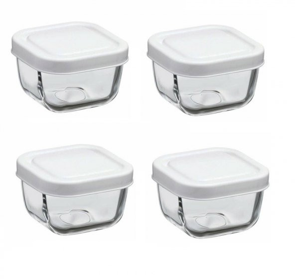 Paşabahçe 53223 snowbox 4 lü cam saklama kabı 275cc beyaz