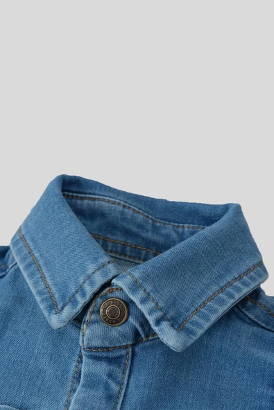 Jean Kumaş Unisex Bayramlık Bebek Uzun Tulum 12324 - 3