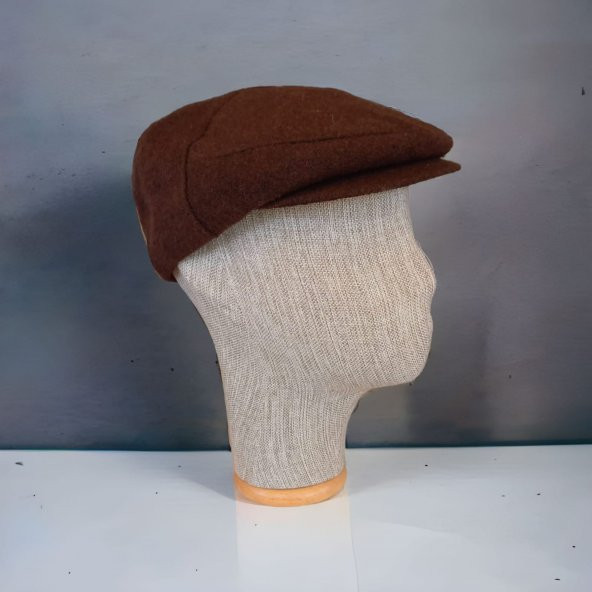 Salarticaret Düğmeli Erkek Kaşe Kasket Şapka Kahverengi
