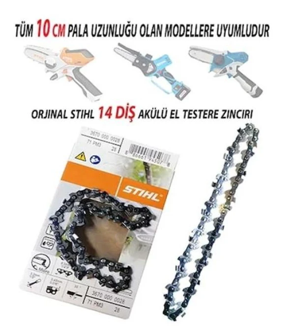 Stihl GTA26 ve Titanium GTA26 Uyumlu  1/4 inch  14 Diş Zincir - Resim 2