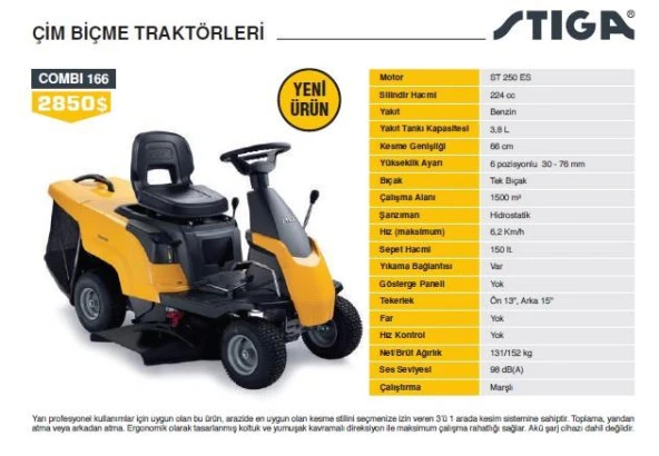 Stiga Combi 166 Çim Biçme Traktörü