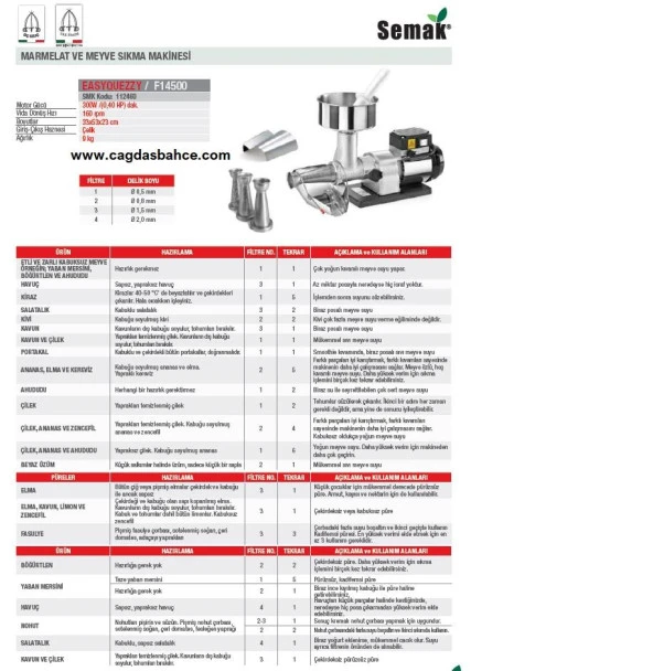 Tre Spade F14500  Elektrikli Marmelat ve Meyve Sıkma Makinesi - Resim 2