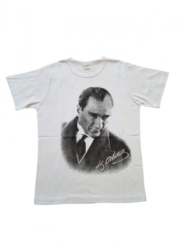 Çocuk Sırtı Imzalı Beyaz Atatürk Tişörtü Sırtı Imzalı Tişört - 2