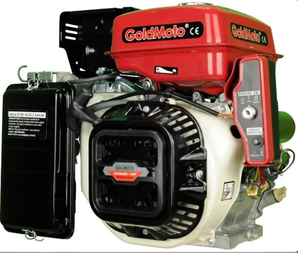 GoldMoto GM440JEU Benzinli Motor 15Hp Marşlı Krank Mili Konik Uzun