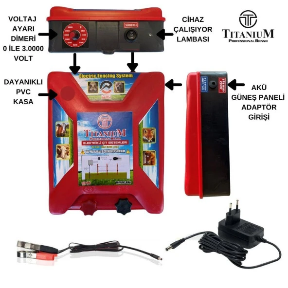 Titanium Night Shock 30KA Elektirikli Çit Sistemi Set-1 30000 Volt - Resim 2