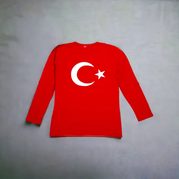 Unisex Uzun Kollu Bayrak Tişört sweatshirt