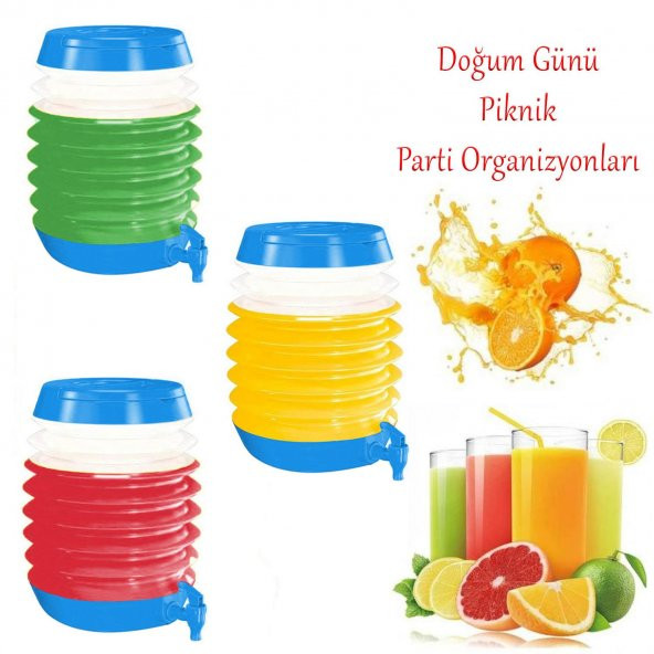 Akordiyonlu Su Sebili Meşrubat İçecek Kabı Bidonu Damacana Katlanabilir Musluklu Körüklü 5.5 Litre Termos Piknik Kamp Mangal - 5