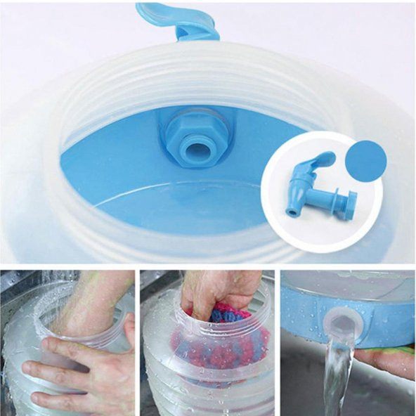 Akordiyonlu Su Sebili Meşrubat İçecek Kabı Bidonu Damacana Katlanabilir Musluklu Körüklü 5.5 Litre Termos Piknik Kamp Mangal - 7