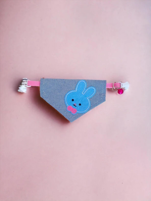 Blue Bunny Kedi Bandana, Fular, Kedi Kıyafeti Kedi Elbisesi, Kedi Tasması - 4