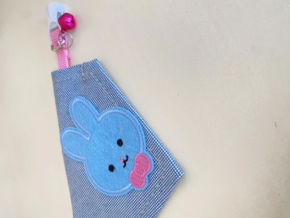Blue Bunny Kedi Bandana, Fular, Kedi Kıyafeti Kedi Elbisesi, Kedi Tasması - 5